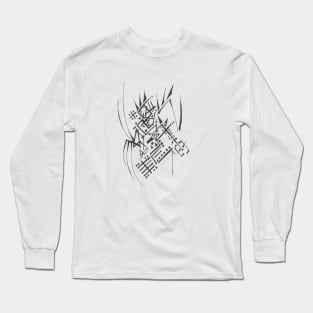 Blueprint Unique Black White Abstract Art Long Sleeve T-Shirt